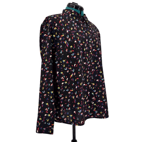 Cabi Ferris Blouse # 3423, Vivid Coloured Brushstroke Print Button Down, Large - Picture 11 of 16